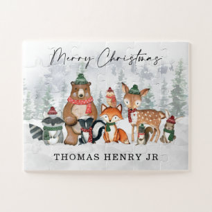 Puzzle Les animaux des bois d'hiver Joyeux Noël