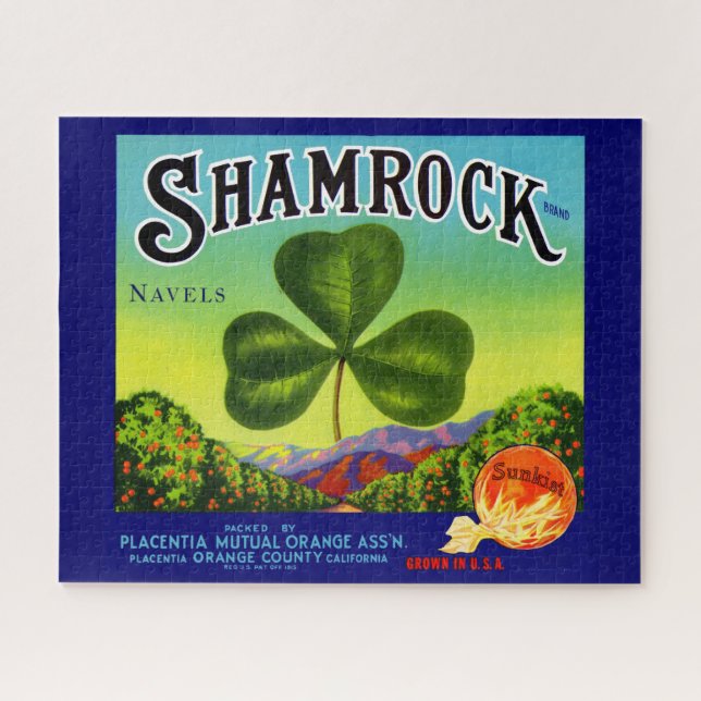 Puzzle Les années 1930 étiquette  Shamrock Navel Oranges (Horizontal)