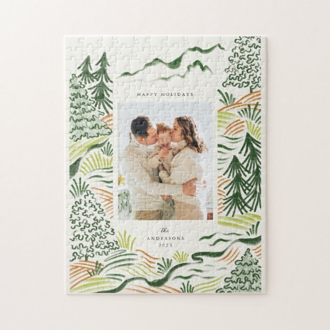 Puzzle Les arbres de Noël illustation vacances photo de f (Vertical)