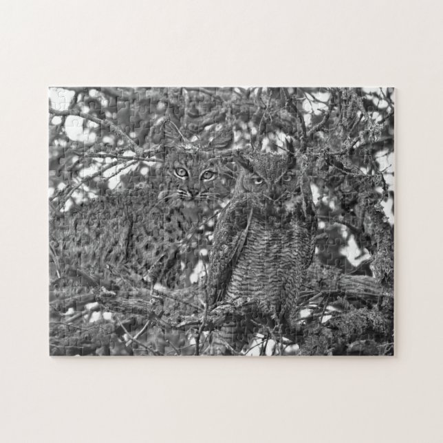 Puzzle Les Arbres Ont Les Yeux Bobcat Et Owl Jigsaw Puzzl (Horizontal)