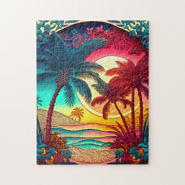 Puzzle Les beaux palmiers de plage (Vertical)