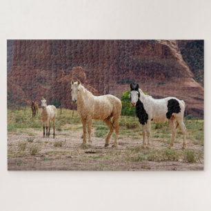 Puzzle Les chevaux navajos courent librement sur le fond 