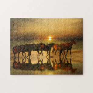 Puzzle Les chevaux sur la plage