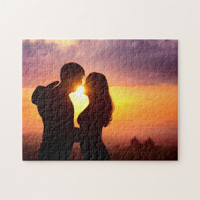 Puzzle Les couples silhouettent au coucher du soleil (Horizontal)