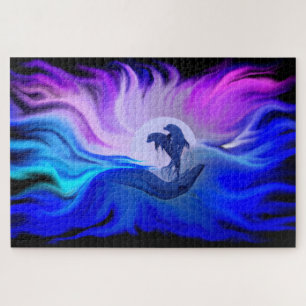 Puzzle Les dauphins au clair de lune
