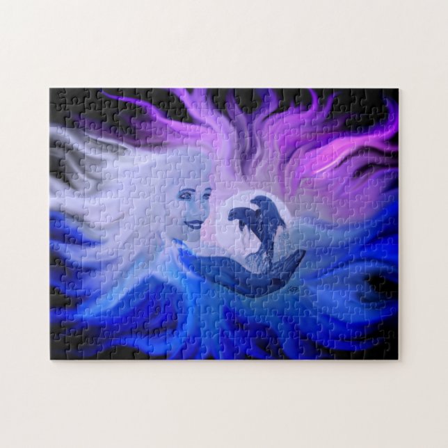 Puzzle Les dauphins au clair de lune (Horizontal)