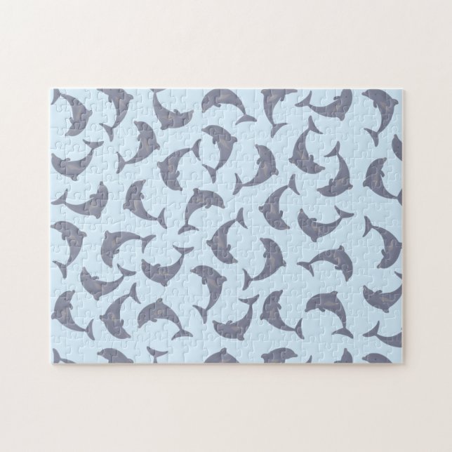 Puzzle Les dauphins dans le Motif marin (Horizontal)