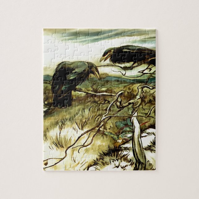 Puzzle Les deux corbeaux ou corbies Twa font un mane (Vertical)