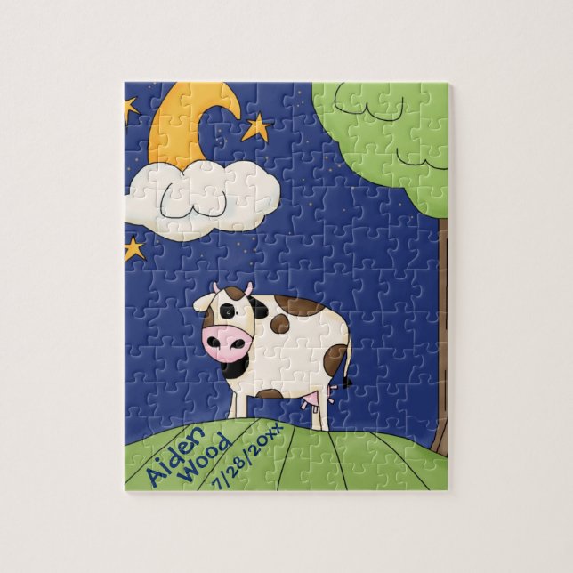 Puzzle Les Enfants Personnalisent La Vache Au-Dessus De L (Vertical)