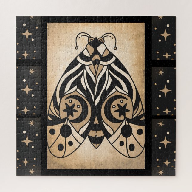 Puzzle Les étoiles noires mystiques d'or éclatent (Vertical)