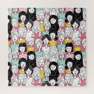 Puzzle Les femmes du monde du dessin animé Les gens diffi