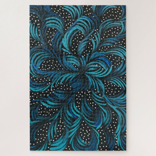 Puzzle Les Feuilles de médecine Bush père rêvent en bleu (Vertical)