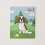 Puzzle Les filles adorent le Springer Spaniel Dog Cartoon<br><div class="desc">Ce puzzle pour enfants mignon et moderne présente un adorable dessin animé de chien d'espagne au springer,  avec un océan et une plage,  des collines et un ciel bleu,  et peut être personnalisé avec votre nom de fille. Le cadeau parfait,  mignon et fantasque,  pour tous les amoureux de l'espagnol!</div>