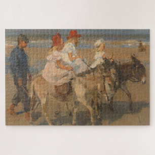 Puzzle Les filles équitation ânes sur la plage