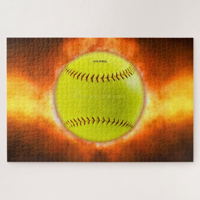 Puzzle Les flammes de balle rapide de softball jaune de S (Horizontal)