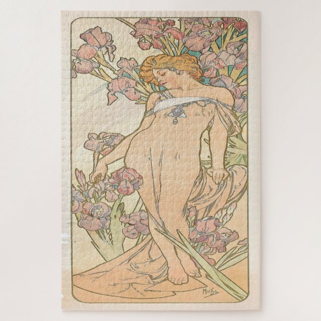 Puzzle Les Fleurs - Iris 1898 : un Art nouveau de Mucha (Vertical)