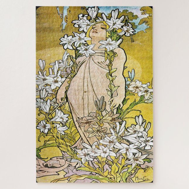 Puzzle Les Fleurs - Lily : Un Art Nouveau de Mucha (Vertical)