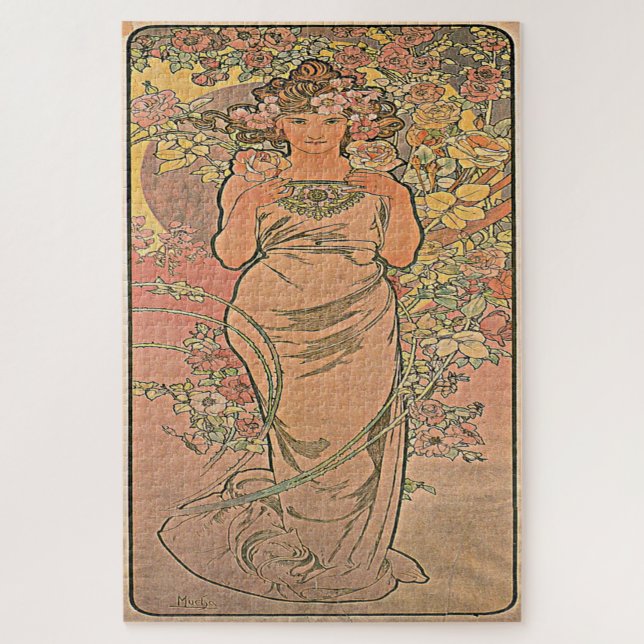 Puzzle Les fleurs - Rose : Art Nouveau par Mucha Edition  (Vertical)