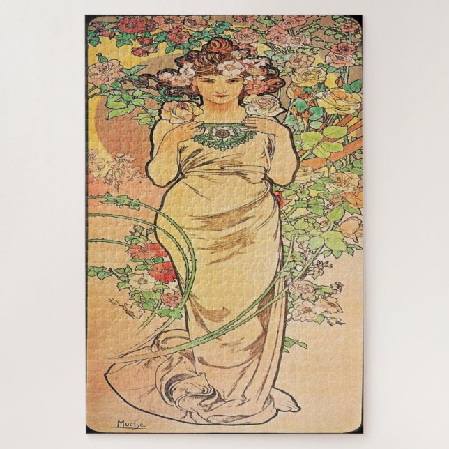 Puzzle Les Fleurs - Rose: Art Nouveau par Mucha Édition 2 (Vertical)