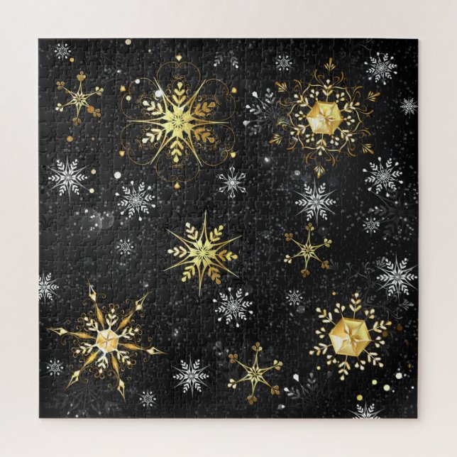 Puzzle Les flocons dorés de Noël sur l'Arrière - plan noi (Vertical)