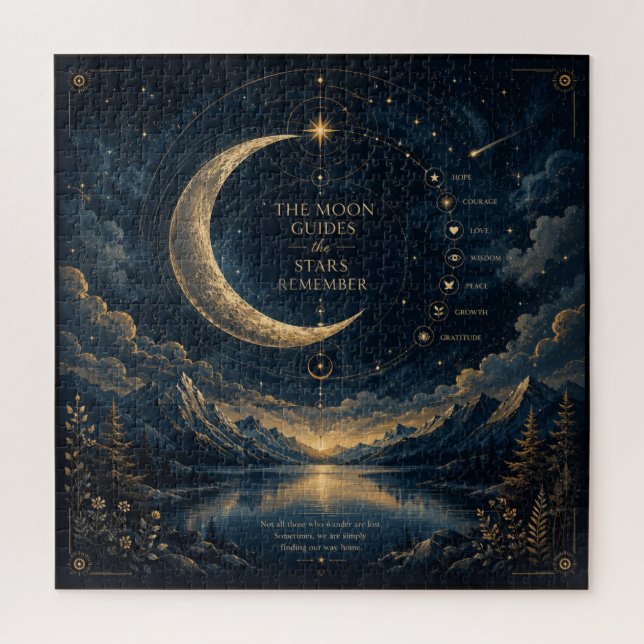 Puzzle Les Guides de la Lune | Art Céleste Lune & Étoiles (Vertical)
