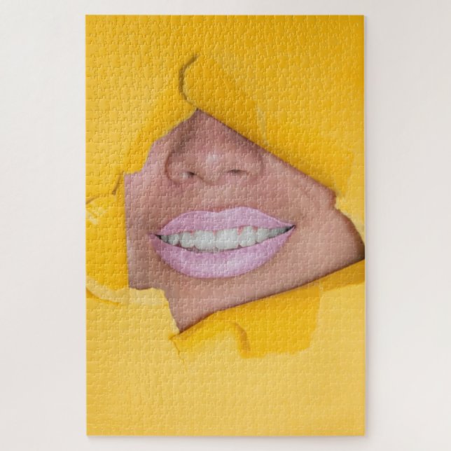 Puzzle Les lèvres du visage Sourire Jaune (Vertical)