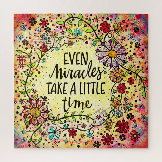 Puzzle Les Miracles Prennent Du Temps Citer Floral Fun In (Vertical)