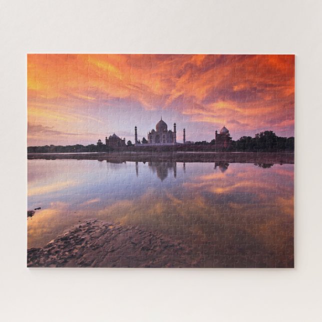 Puzzle Les monuments | Coucher de soleil de Taj Mahal (Horizontal)