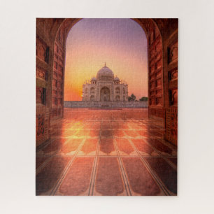 Puzzle Les monuments   Taj Mahal, Inde au coucher du sole
