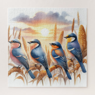 Puzzle Les oiseaux observent le coucher du soleil dans le