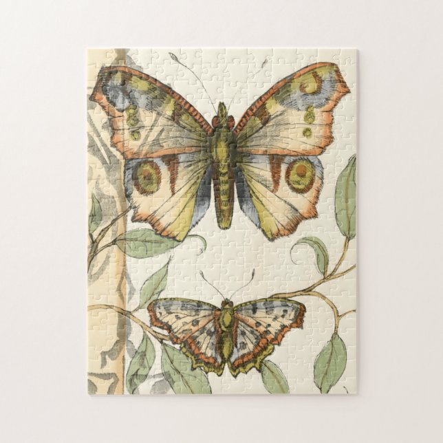 Puzzle Les papillons Tandem sur les Feuilles verts (Vertical)