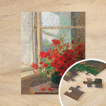 Puzzle Les pavots par la fenêtre | Olga Wisinger-Florian<br><div class="desc">Un bouquet de pavots devant la fenêtre | Oeuvre originale du peintre impressionniste autrichien Olga Wisinger-Florian (1844-1926). L'artiste est connue pour ses nombreux paysages et peintures florales de natures mortes. Ce morceau représente un vase de beaux pavots rouge vif placés près d'une fenêtre ensoleillée. Utilisez les outils de conception pour...</div>