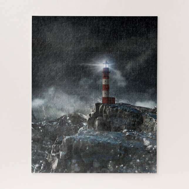 Puzzle Les phares | Phare dans la tempête (Vertical)