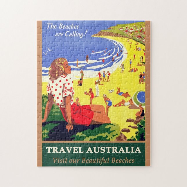 Puzzle Les Plages Sont Appelants, Travel Australia Vintag (Vertical)