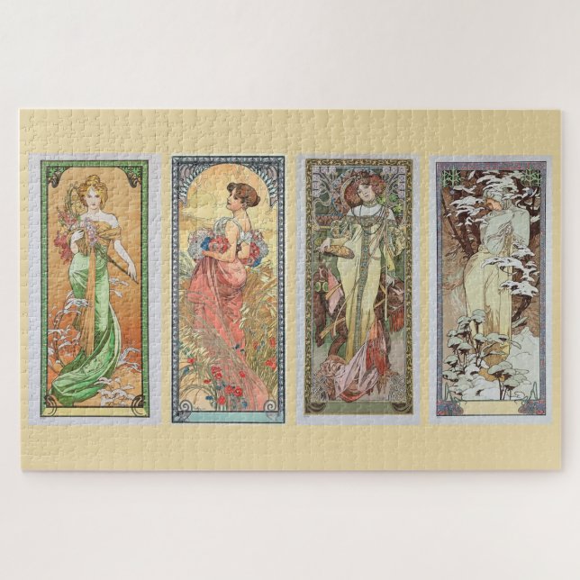 Puzzle Les Quatre Saisons 1900 : Un Art Nouveau de Mucha (Horizontal)