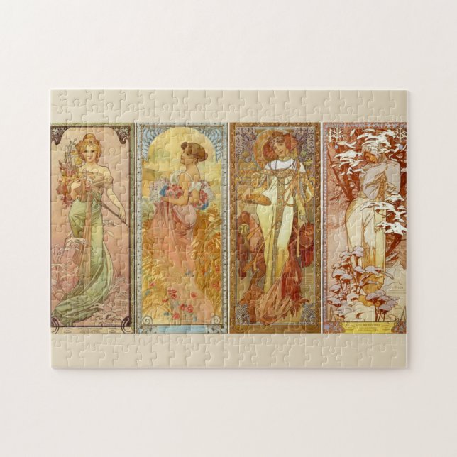 Puzzle Les Quatre Saisons par Alfons Mucha (1902) (Horizontal)