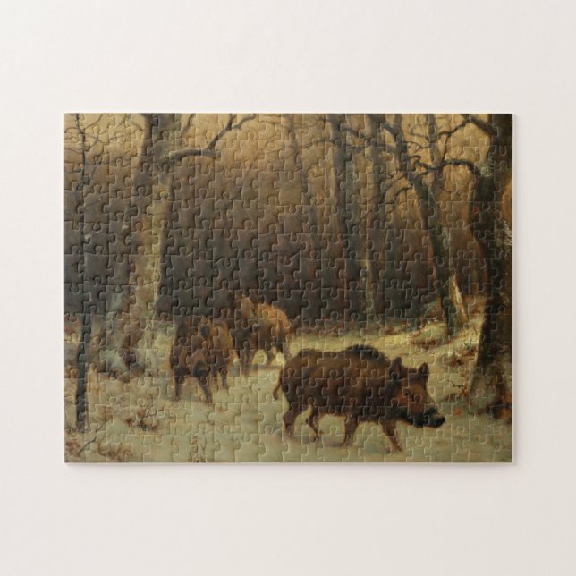 Puzzle Les sangliers dans la neige (par Rosa Bonheur) (Horizontal)