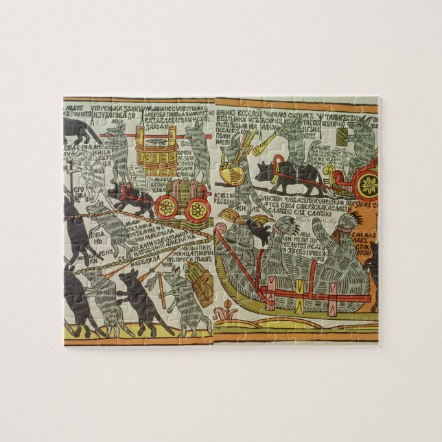 Puzzle Les souris enterrent le chat, Russe, fin du 18ème (Horizontal)