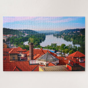 Puzzle Les toits de Prague, Vltava vue sur la rivière /Vy