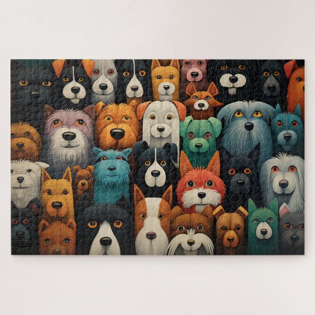 Puzzle Les visages colorés des chiens (Horizontal)