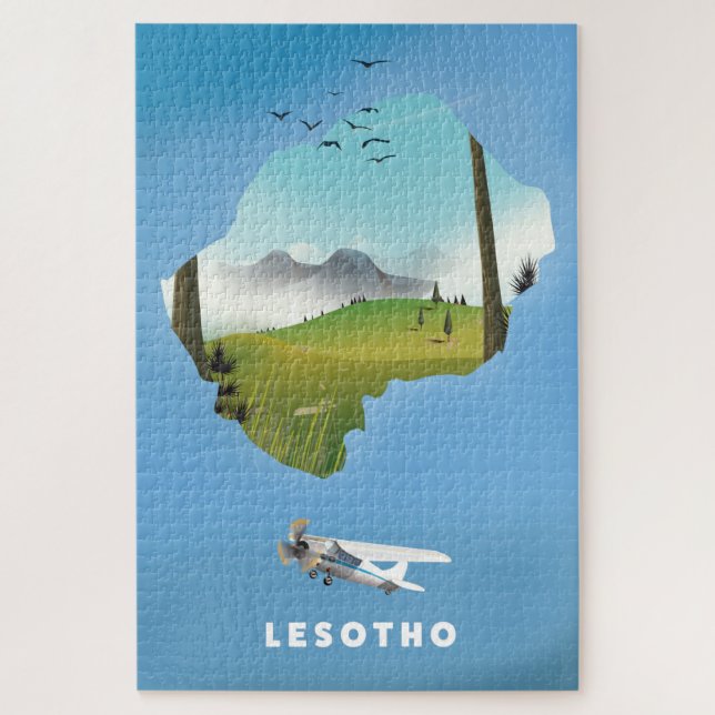 Puzzle Lesotho Afrique du Sud poster de ski (Vertical)