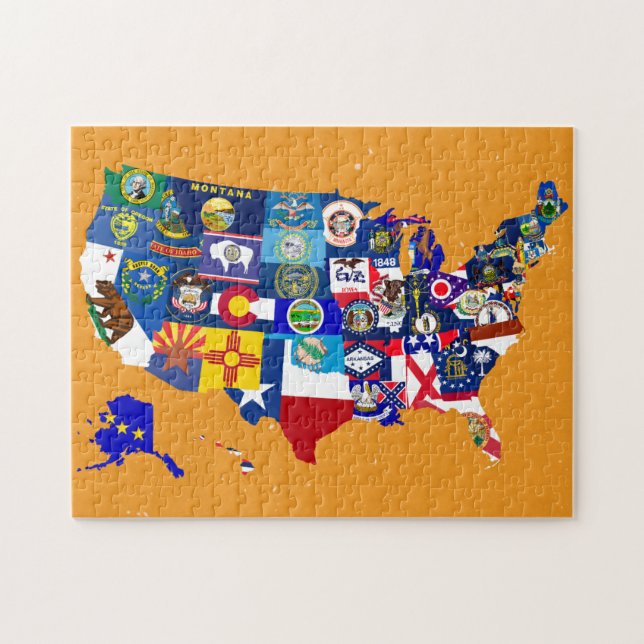 Puzzle L'état de carte des Etats-Unis marque la mosaïque (Horizontal)