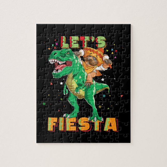 Puzzle Lets Fiesta Dinosaur Dino Mexicain Cinco De Mayo (Vertical)