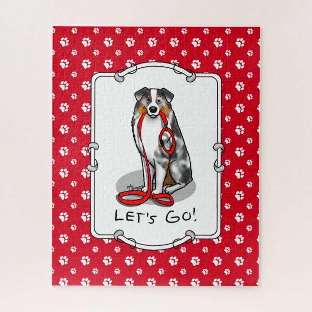 Puzzle Let's Go! Australian Shepherd (blue merle tan/w 1) (Vertical)