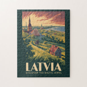 Puzzle Lettonie Mer Baltique Illustration Art de Voyage V