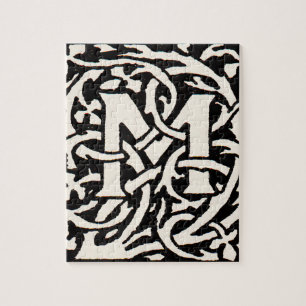 Puzzle Lettre Art Nouveau M Monogramme Vintage