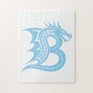 Puzzle Lettre B de style dragon, Alphabet Dragon, Monogra