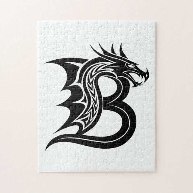 Puzzle Lettre B de style dragon, alphabet dragon, monogra (Vertical)