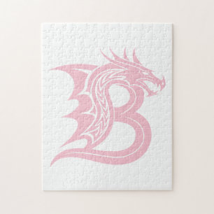Puzzle Lettre B de style dragon, alphabet du dragon, mono