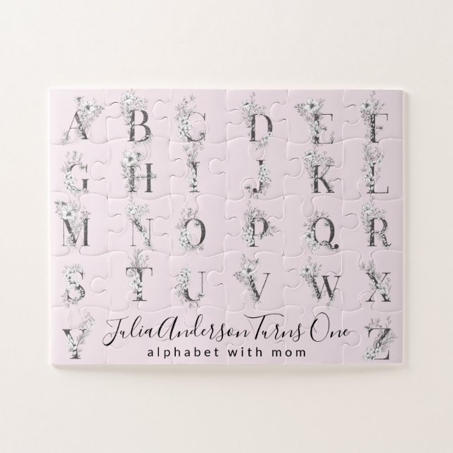 Puzzle LETTRE BOtanique Florale Alphabet Texte personnali (Horizontal)